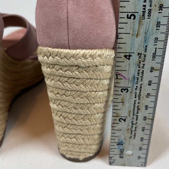 Lisa Vicky Gemi Dusty Pink Kid Suede Espadrille Wedge Sandals 7.5 NIB - Picture 5 of 8